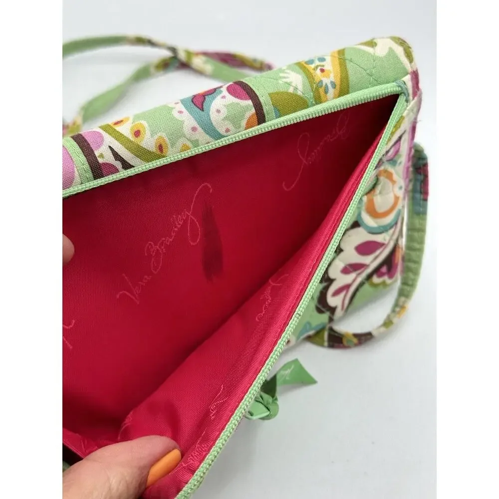 Vera Bradley Tutti Frutti Crossbody Small Wallet Paisley Messenger Purse Bag